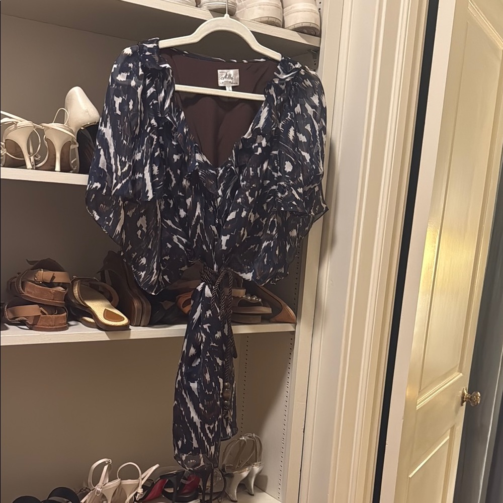 Milly of New York Navy, Brown and White Mini Dress